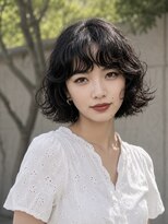 ノラ シブヤ(NORA)&nbsp;小顔ミディアムパーマミディアムデジタルパーマボブパーマ前髪