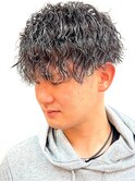 ツイストスパイラルパーマツーブロック/アップバングマッシュ