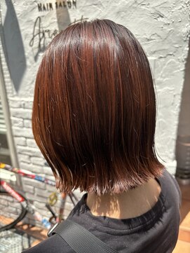 アマレット(Amaretto) 【オレンジブラウン×外はねボブ】