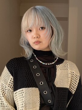 ユルク(JURK nagoya) 【SHO STYLE】デザインカラー　ホワイト×ペールブルー