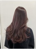 ロングレイヤー暖色レッドブラウン