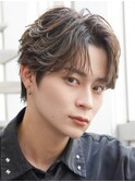 韓国フェザーパーマメンズカットフェザーショートセンターパート