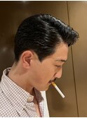 黒髪メンズバーバー七三ビジカジジェントルマンスーツ短髪
