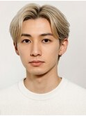 ブリーチ ハイトーン センターパート ツーブロック ブロンド