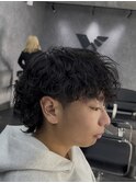 波巻きスパイラルパーマ波巻きパーマメンズマッシュウルフカット