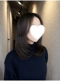 ミディアムレイヤーカットブリーチなしグレージュカラー川越