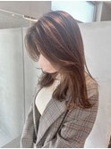 レイヤーカット×ブラウンベージュ