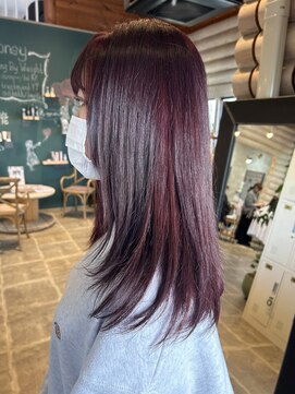 クレエ ヘアー デザイン(creer hair design) ワインレッドとレイヤー