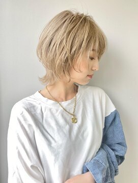 ダブルトーキョー シブヤ(W-TOKYO SHIBUYA) ネオウルフ×ホワイトミルクティボブウルフ ウルフカット