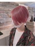 ハイトーンピンクラベンダーカラー/ショートボブ/ケアブリーチ