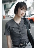 襟足ギリギリワイドバング切りっぱなしボブ