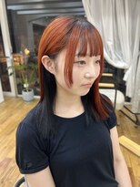 ラナンバイシダ(ranan by sida)&nbsp;10代20代/逆インナーカラー/BLACK＆ORANGE