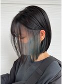インナーカラー(ネイビー)×ショートボブ