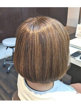 エノモト(ENOMOTO) ブリーチなしカラー立体感ボブ♪白髪ぼかしハイライトカラー