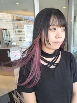 マリーインターナショナル 浦添店(MARIE INTERNATIONAL) 暗髪インナーカラーピンクラベンダーグレージュ姫カットレイヤー