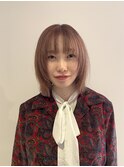 フェイスレイヤー/切りっぱなしボブ/ピンクベージュ