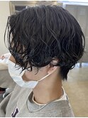 センターパート波巻きパーマ波巻きスパイラルパーマメンズヘア