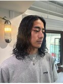 メンズボブ/メンズロング/ウェーブパーマ/波巻きスパイラル