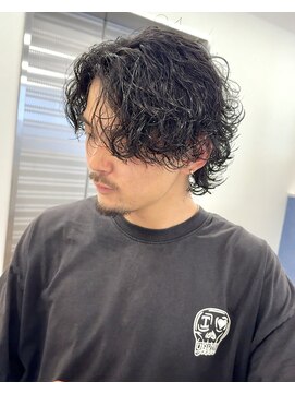 ビカム 名駅(become) 【黒髪サーフカールパーマ】メンズセンターパートウルフ名古屋