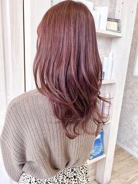 キャアリー(Caary) 福山市美容室Caaryチェリーピンクボルドーカラー ロングレイヤー
