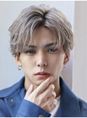 フェザーショートグレージュアースカラー金髪フェザーパーマ韓国