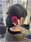 《見附　今町》成人式　ヘアセット　シニヨン　黒髪