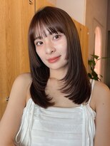 ガーデンヨコハマエスト(GARDEN YOKOHAMA est)&nbsp;ミディアムレイヤー　メルティカラー　似合わせカット　前髪