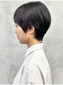 ＊黒髪ショート丸みショート前髪ありマッシュショート30代40代3