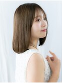 透明感カラー斜めバングツヤ髪レイヤーカットa古河20代30代40代