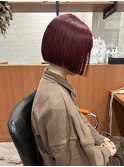 #赤髪#レッドカラー#ケアブリーチ#ボブ#ミニボブ#ハイトーン