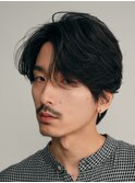 渋谷フェザーパーマセンターパートメンズカットメンズヘア30代