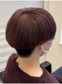 サラッとマッシュ刈り上げピンクベージュブリーチカラー