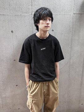 ジェノ(JENO by apish) メンズ/ハイライト/マッシュパーマ/ウルフ/アッシュブラック