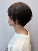 丸みショート　顔周りレイヤー　アースカラー　メルティカラー
