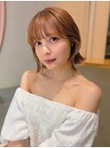 熊本 くびれ巻きボブアレンジ オレンジカラー インナー Arisa.