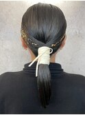 アレンジ　艶髪　髪質改善　ヘアセット　編みおろし　顔まわり