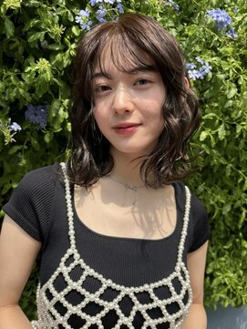 メゾンアクア 表参道(Maison ACQUA) +小顔ミディアムパーマミディアム/デジタルパーマボブパーマ前髪