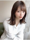 大人かわいい小顔セミディ外ハネボブモテブラウン30代吉祥寺