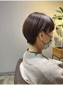 耳掛けレイヤーショートボブ ベージュピンク 髪質改善潤ツヤ