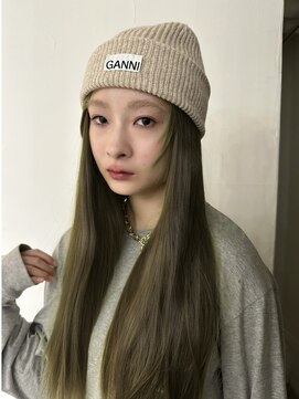 メゾンアクア 表参道(Maison ACQUA) ☆ブリーチなしダブルカラー オリーブ オリーブベージュ ボブ