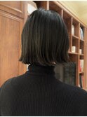 ★黒髪ボブ 外ハネ 縮毛矯正 ストレート 切りっぱなし 艶髪 銀座