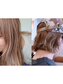 柔らかく、透明に。優しいブリーチで“今っぽさ”を♪［伊勢崎/ボブ/ブリーチ/ダブルカラー/ケアブリーチ］