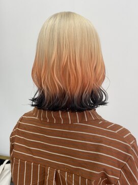 カシェル(cashel kishaba) 『抜きっぱなしブロンド　オレンジ　裾カラー　デザインカラー』