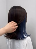 ボブ × インナーカラーネイビー