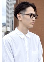 七三オールバックツイストパーマかき上げヘアコンマヘア