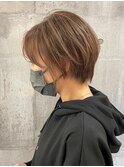 【amule hair】脱白髪染め☆ハイライトショートボブ/白髪ぼかし