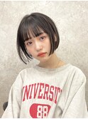 ナチュラルボブミニボブ前下がりボブ黒髪ショートボブ20代30代