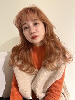 アヴァンスアンス 広島袋町店(AVANCE.ens)&nbsp;オレンジベージュ×ハイトーンロング