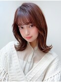 ♪ピンクブラウン外ハネミディアムレイヤー20代30代40代高田馬場