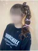 立体リボン×ハートサイドポニー